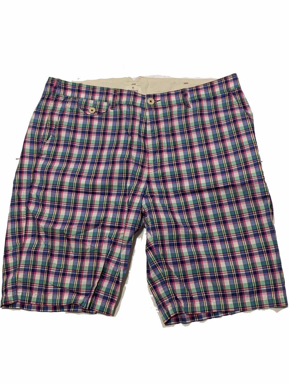 Hartford Multicolor Plaid Shorts in Blue, Pink & Green